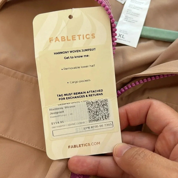 NWT Fabletics Harmony Woven Jumpsuit in Desert / Tan color size XL - Picture 7 of 16